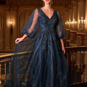Elegant Navy Evening Gown